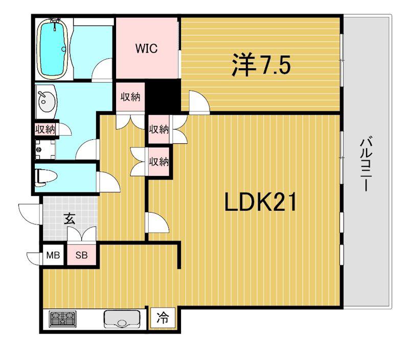 THE KITAHAMA(1LDK/34階)の間取り写真