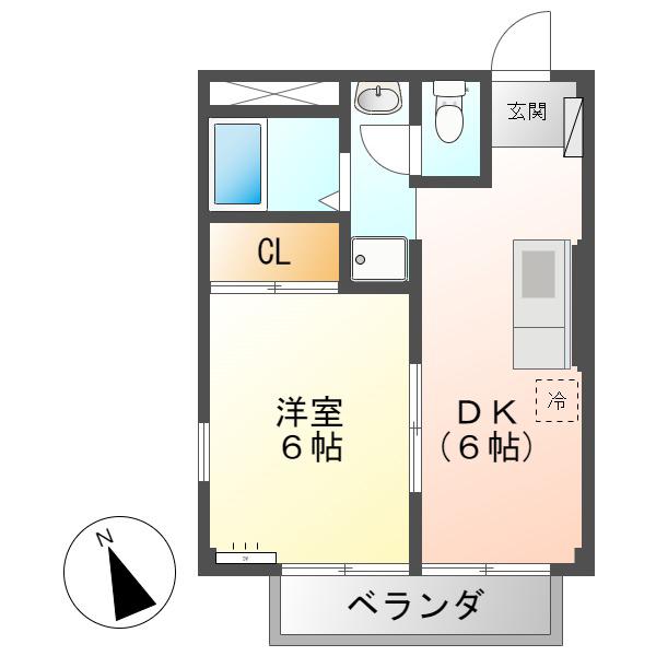 シャトルホリ(1DK/2階)の間取り写真