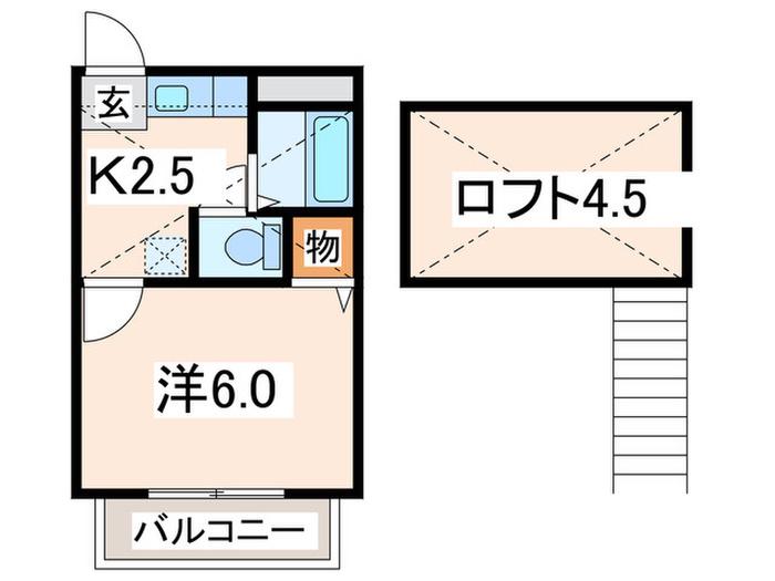 ペガサスII(1K/2階)の間取り写真