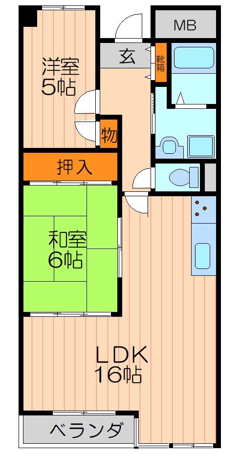 ラポート大日(2LDK/1階)の間取り写真