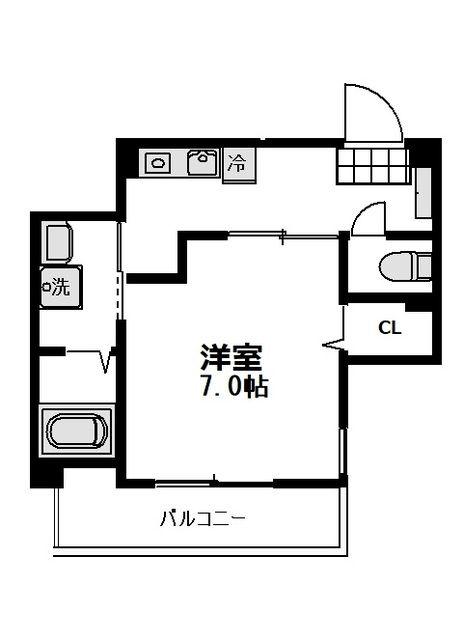クレストヒル(1K/1階)の間取り写真
