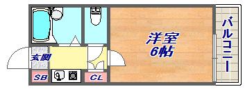 グレーシィ六甲(1K/3階)の間取り写真