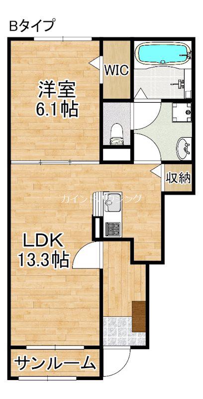 クルールA(1LDK/1階)の間取り写真
