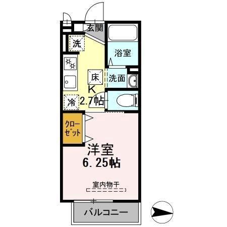 レジデンス湘南(1K/1階)の間取り写真