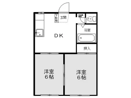 シンプソンII(2DK/2階)の間取り写真