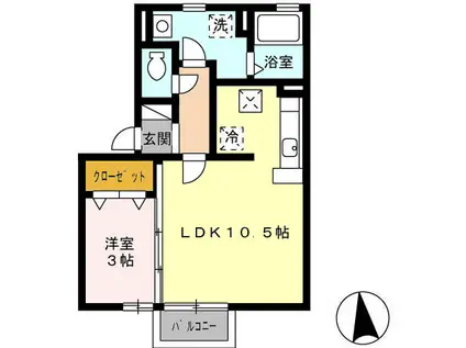 ドルチェ・カーポ(1LDK/1階)の間取り写真