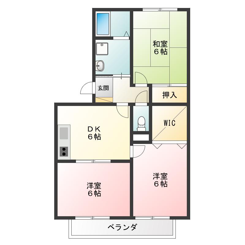 ABLE P-II(3DK/2階)の間取り写真