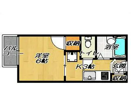 グリーンヴィレッジ(1K/1階)の間取り写真