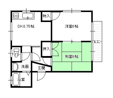 ハイツひろ(2DK/2階)の間取り写真