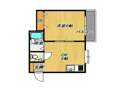 フレッシュハイツ諸福(1DK/4階)の間取り写真