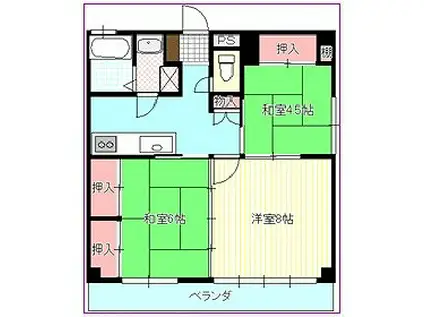 フリッカー北上(3K/1階)の間取り写真