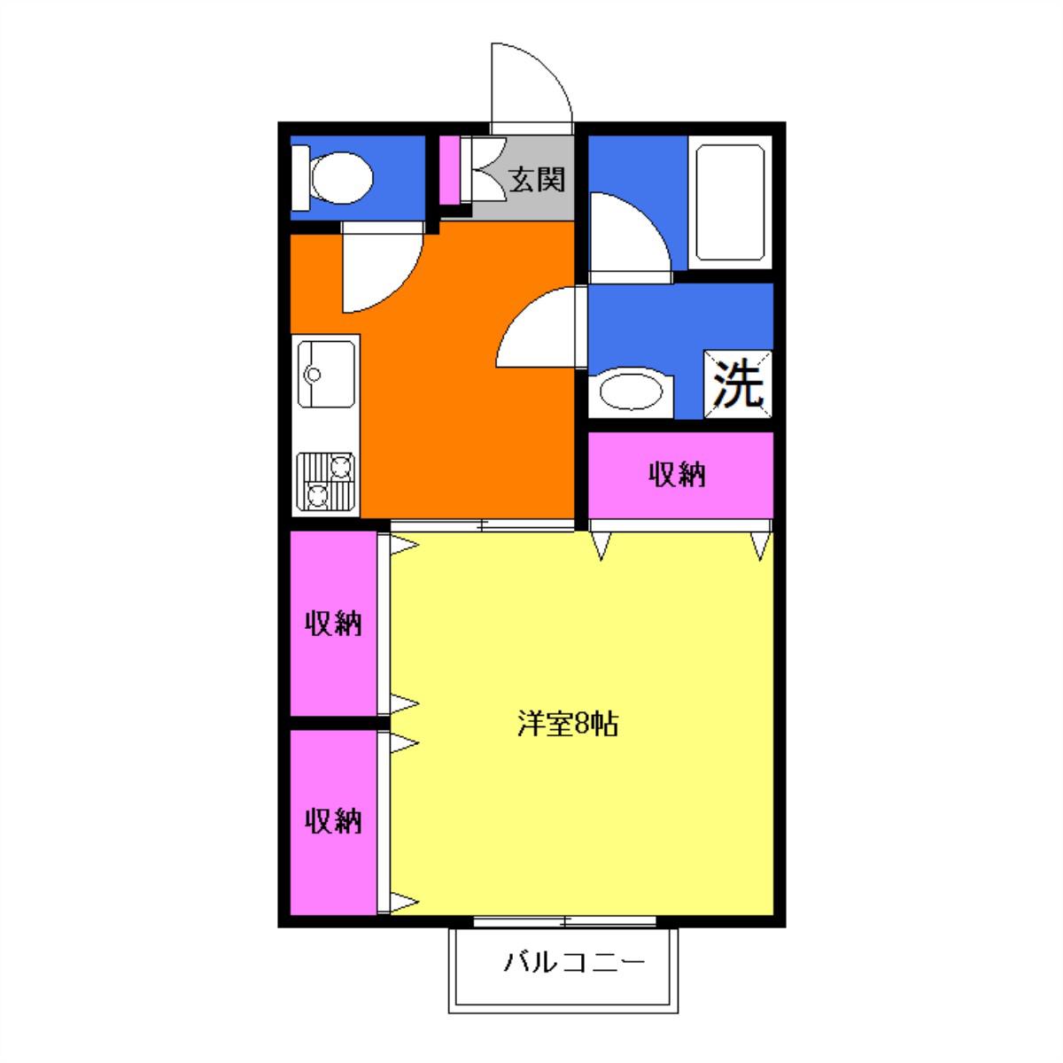 パレス小沢7(1K/1階)の間取り写真