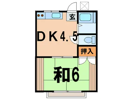 めじろハイツ(1DK/2階)の間取り写真