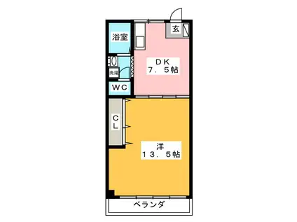 山田ハイツ(1DK/3階)の間取り写真