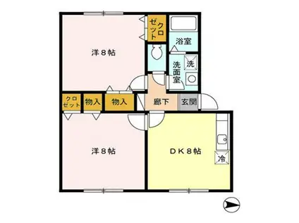 チュールヴイ中園(2DK/1階)の間取り写真