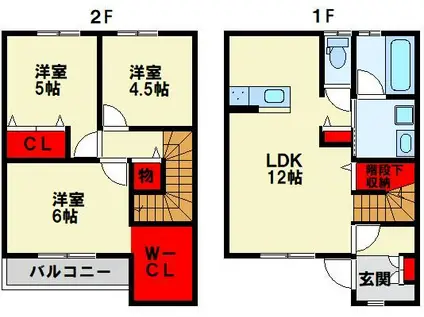 フラッツGENKAIII(3LDK/1階)の間取り写真