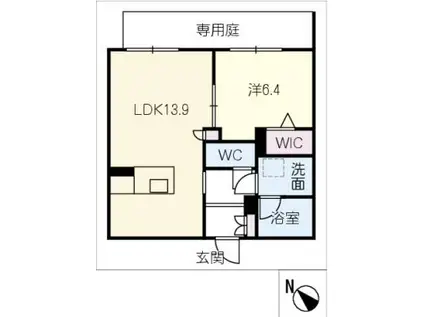 SHAMAISON MATSUSAKACASTLE(1LDK/1階)の間取り写真