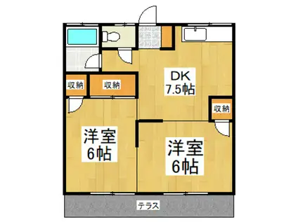 明城コーポ(2DK/1階)の間取り写真