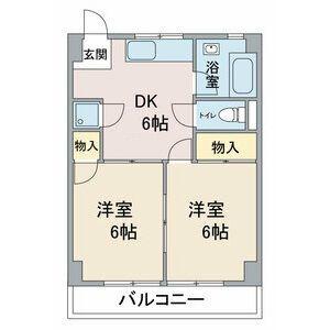 水野マンション(2DK/6階)の間取り写真