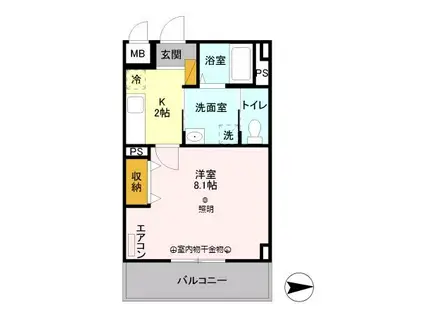 スフィア(1K/7階)の間取り写真