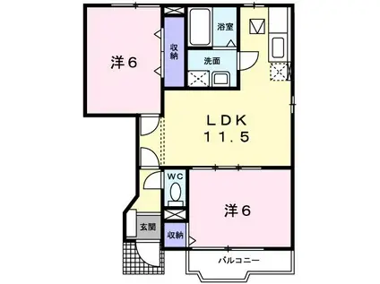 ロメオ エステ-トI(2LDK/1階)の間取り写真
