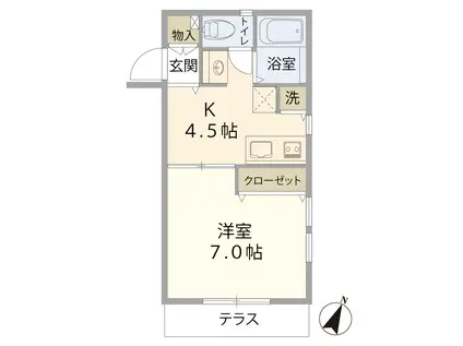 ファーストステージ砧(1K/1階)の間取り写真