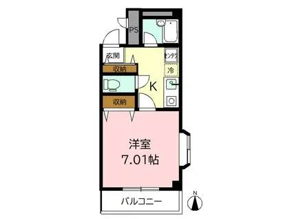 高島屋マンションII(1K/2階)の間取り写真