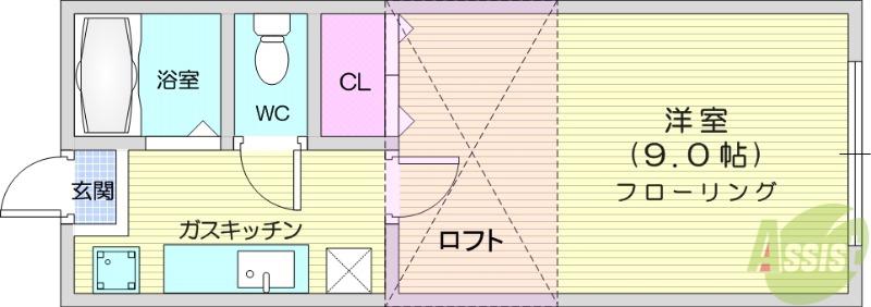 ホワイトキャッスル仲野(1K/2階)の間取り写真