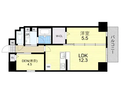 DAWN RESIDENCESANGENYAHIGASHI(1SDK/1階)の間取り写真