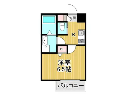 ラ・ポルテ三田(1K/3階)の間取り写真
