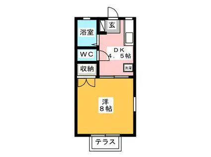 ユーハイツ(1DK/1階)の間取り写真