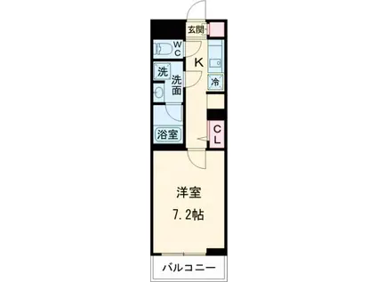 クレストコート綾瀬(1K/2階)の間取り写真