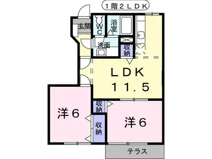 メロディーハイム横入川B(2LDK/1階)の間取り写真