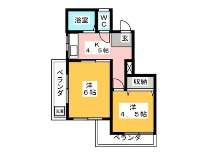 第10むさしマンション-I(2K/3階)の間取り写真