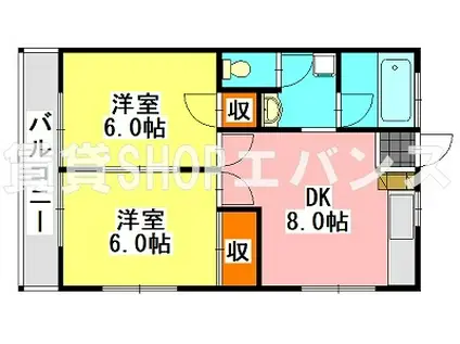 宍倉マンション(2DK/3階)の間取り写真