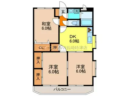 柿田マンション(3DK/2階)の間取り写真