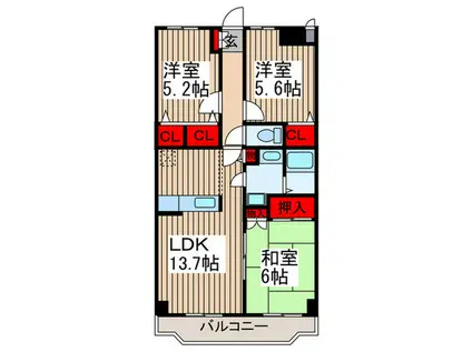 ベリエ本郷(3LDK/5階)の間取り写真