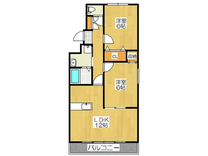 サンコート庄山(2LDK/3階)の間取り写真