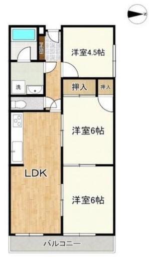シャトレハイツ屋島(3LDK/2階)の間取り写真