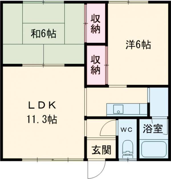 コーポサンシ 2号棟(2LDK/2階)の間取り写真
