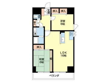 WAJIMA小雑賀マンション(2LDK/6階)の間取り写真