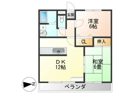 アヴィニヨン(2DK/1階)の間取り写真