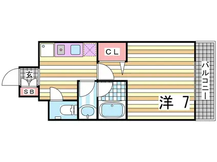 CITYSPIRE神戸元町I(1K/9階)の間取り写真