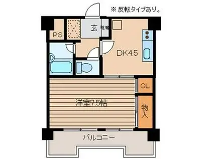 グリーンハピー宮城野(1DK/6階)の間取り写真