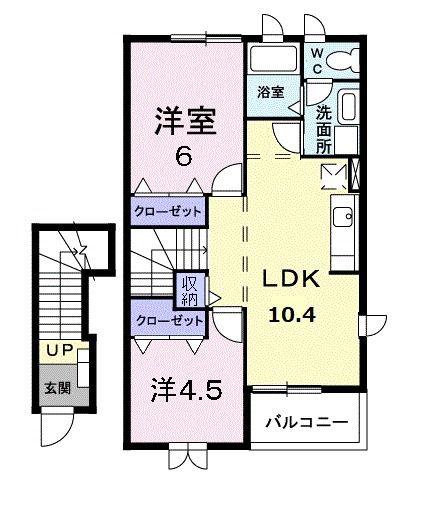 シャレットI(2LDK/2階)の間取り写真