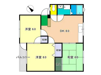 シティ次郎丸(3DK/1階)の間取り写真