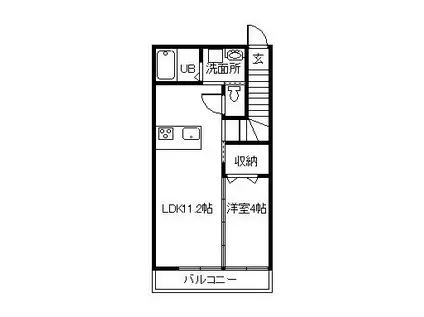 シャンデフルール(1LDK/2階)の間取り写真