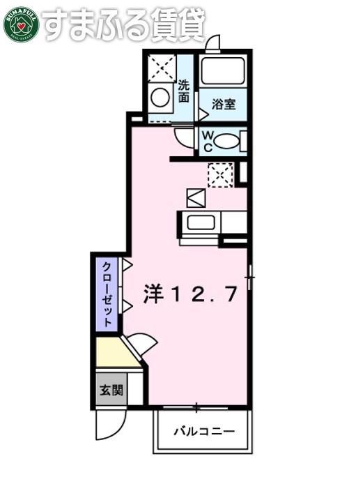 ノーブル郷東A(ワンルーム/1階)の間取り写真