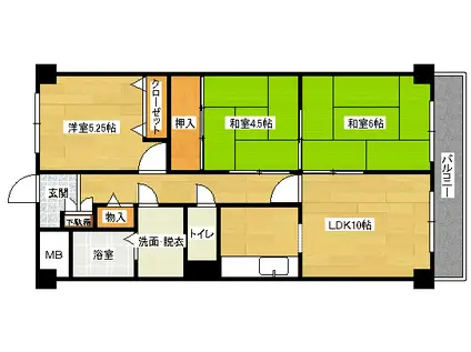 中本ビル(3LDK/2階)の間取り写真