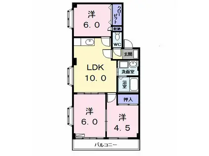 サニーコートK(3LDK/2階)の間取り写真